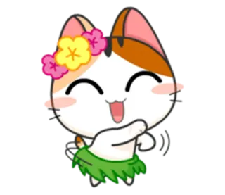 💃 8c7030f4 cat, hula, flower, dancing, cute, cartoon, sticker whatsapp sticker