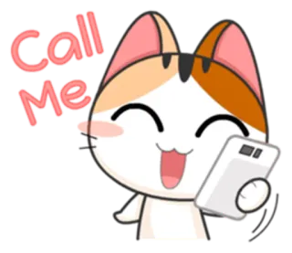 📞 c1b320de Call Me cat, phone, call, cute, animal, cartoon whatsapp sticker
