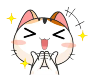 😆 ffae3eff cat, cute, happy, sparkle, excited, kawaii whatsapp sticker