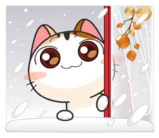 🌨 56c6dc88 chat, mignon, dessin animé, animal, hiver, fenêtre telegram sticker