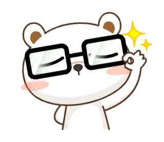 🤓 9d938210 ours, lunettes, mignon, autocollant, dessin animé, joyeux telegram sticker