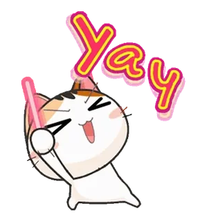 🕺 1954af2b Yay chat, super, mignon, excité, joyeux, fête telegram sticker