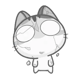 😵 093568cc gatto, rotto, rotto, cartone animato, adesivo, triste, grigio telegram sticker