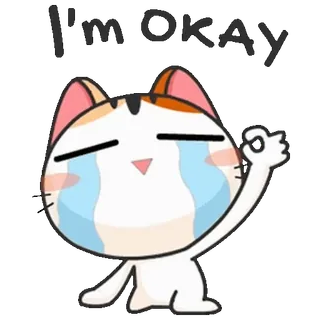 👌 735a55c2 I'm OKAY gatto, ok, piangere, emotivo, carino, adesivo telegram sticker