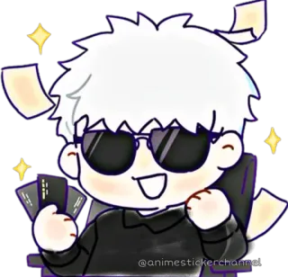 🤑 838f4350 @animestickerchannel Anime, Sticker, Cartoon, Figur, Sonnenbrille whatsapp sticker