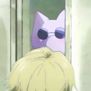 💮 16298978 kucing, anime, kacamata hitam, lucu whatsapp sticker