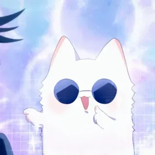 💮 28d6d2e8 kucing, jari tengah, gestur ofensif, kacamata hitam, kartun whatsapp sticker