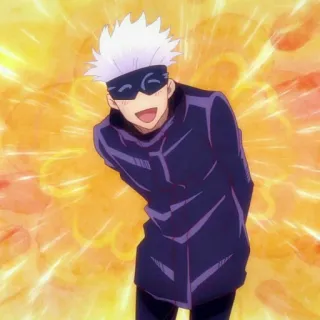 😏 926d9568 Satoru Gojo Jujutsu Kaisen อนิเมะ, โกโจ, ซาโตรุ, มหาเวทย์ผนึกมาร, มังงะ, ยิ้ม, มีความสุข telegram sticker