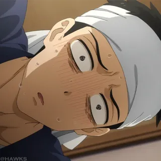🎎 967dae47 Anime, besorgt, Schweiß, Stirnband, erschöpft telegram sticker