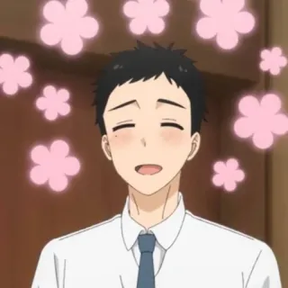 🥰 2ba9d617 anime, đàn ông, hoa, nụ cười, hạnh phúc, vui vẻ telegram sticker