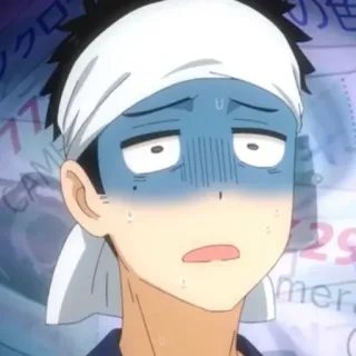 😰 f6648763 Anime, Manga, Lo lắng, Đổ mồ hôi, Băng đô, Xanh dương telegram sticker