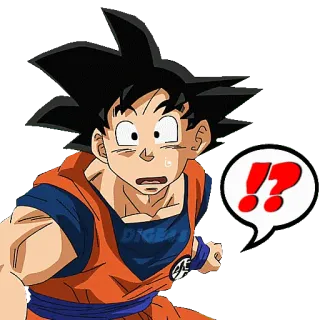 ⁉️ 10d6678e Goku Dragon Ball гоку, драгонболл, аниме, удивлен, вопрос, восклицание whatsapp sticker