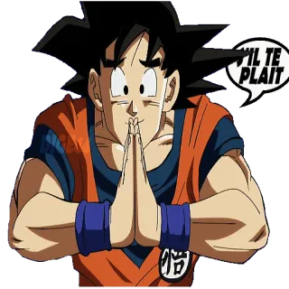 🙏 48979443 Goku Dragon Ball s'il te plaît гоку, драгонболл, аниме, запрос, пожалуйста, молитва, просьба whatsapp sticker