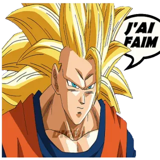 🥒 8b5c8927 Goku Dragon Ball J'AI FAIM драгонболл, аниме, гоку, голодный, j'ai faim, супер сайян, персонаж whatsapp sticker