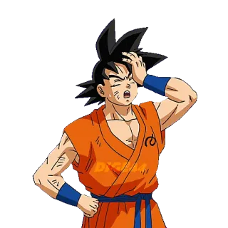 🤦‍♂️ bea08020 Goku Dragon Ball Гоку, Dragon Ball, аниме, в замешательстве, думающий, боец, оранжевый, японский, персонаж whatsapp sticker