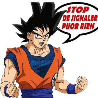 🚫 c84e371f Goku Dragon Ball STOP DE SIGNALER PUOR RIEN гоку, аниме, драгон болл, стоп, пожаловаться, гнев whatsapp sticker