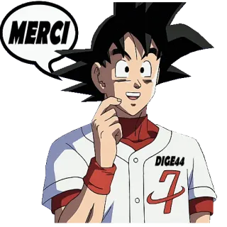 😀 fe6eb34b Goku Dragon Ball MERCI гоку, драгон болл, аниме, бейсбол, мерси, спасибо, французский whatsapp sticker
