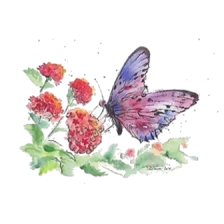 🌸 552be0d5 kupu-kupu, bunga, alam, serangga, floral, cat air telegram sticker