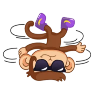 🙃 20f61256 обезьяна, мультфильм, животное, солнцезащитные очки, фиолетовые ботинки, смешной telegram sticker