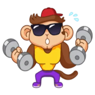🏋‍♂ c6405ba9 обезьяна, тяжелая атлетика, фитнес, упражнения, мультфильм, спортзал, спорт, гантели telegram sticker