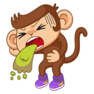 🤢 e5af4de1 обезьяна, больной, рвота, тошнить, мультик, болезнь telegram sticker