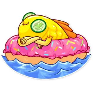 🌞 5f691daa fish, donut, cucumber, swimming, relaxing, cute, cartoon whatsapp sticker
