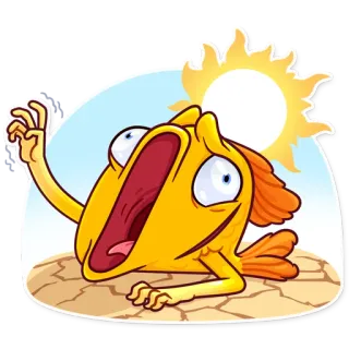 🥵 675a4b6d fish, dry, sun, cartoon, funny, exhausted, hot whatsapp sticker