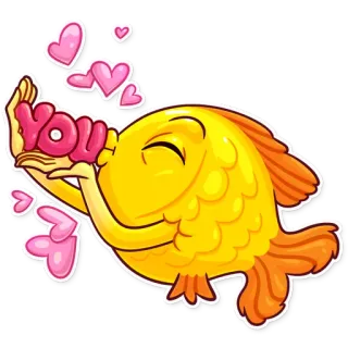 😘 80f7088f YOU fish, love, cute, heart, animal, romantic whatsapp sticker