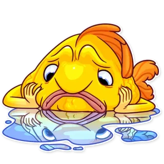 ☹️ 9df12908 fish, sad, cartoon, reflection, goldfish, animal whatsapp sticker