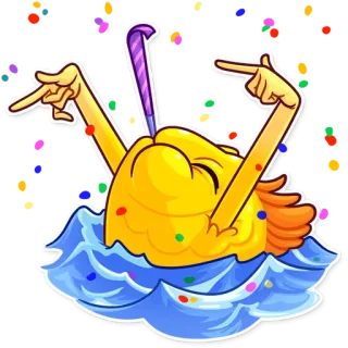 🥳 f773101a cartoon, fish, sea, water, fun, party whatsapp sticker