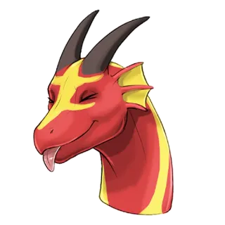 😝 4ed96f75 龙, 卡通, 幻想, 动物, 红色, 黄色, 角 telegram sticker