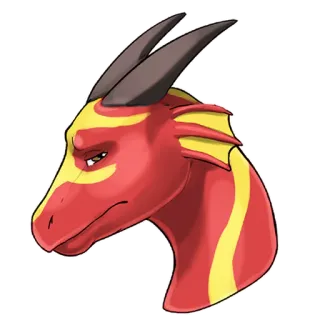 😔 c8d016c8 龙, 幻想, 生物, 插画, 红色, 黄色, 头, 神话 telegram sticker