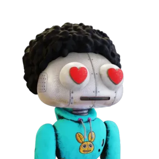 😍 5d918ab7 robot, amore, occhi a cuore, cartone animato, personaggio telegram sticker