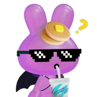 😈 9b60493d coniglio, occhiali da sole, pancake, bevande telegram sticker