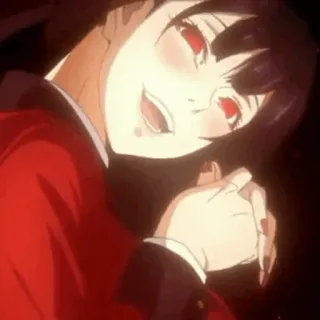 ♥️ 5b04e3b5 Yumeko Jabami Kakegurui Anime, Manga, Gioco d'azzardo, Kakegurui, Yumeko Jabami, occhi rossi, capelli scuri whatsapp sticker