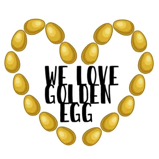 🧡 5a599118 WE LOVE GOLDEN EGG золотое яйцо, сердце, яйца, любовь, еда, пасха, праздник telegram sticker