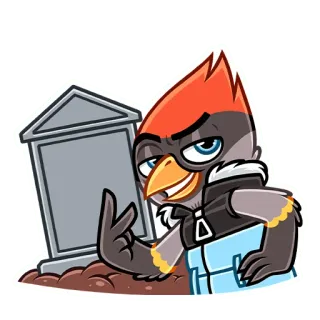 ☺️ 3485cecf pássaro, dedo do meio, lápide, desenho animado, gesto, ofensivo, mostrar o dedo do meio telegram sticker