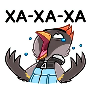 😀 34a3d0bb ХА-ХА-ХА pássaro, desenho animado, rindo, chorando, lágrimas, engraçado, papagaio, animal telegram sticker