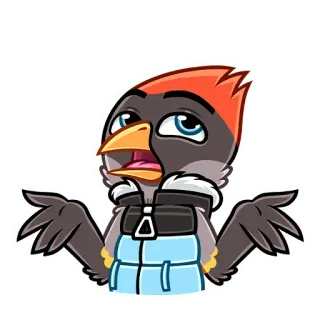 🤷‍♀️ 48d6a72b pássaro, desenho animado, dar de ombros, confuso, pergunta, dúvida, ilustração telegram sticker