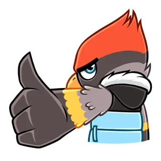 👍 4e479f12 joinha, pássaro, desenho animado, gesto, aprovação, positivo telegram sticker