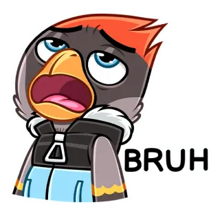 🥴 6a88e866 BRUH pássaro, desenho animado, expressão, bruh, reação, meme telegram sticker