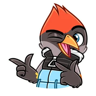 😉 71116f1a pássaro, desenho animado, piscadela, língua, gestos, apontando, adesivo telegram sticker