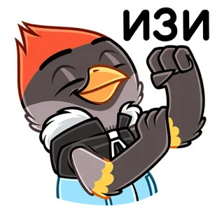 💪 85367143 ИЗИ pássaro, fácil, músculo, flexionando, desenho animado, força telegram sticker