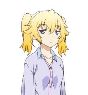 😐 950f04c4 Аниме, Девушка, Светлые волосы, Хвостики, Нейтральное выражение telegram sticker