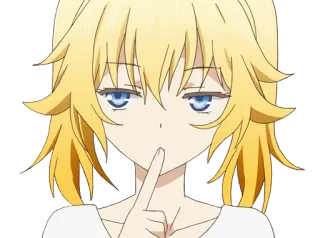 🤔 dd20dddc аниме, блондинка, девушка, тсс, палец, тихо, мультфильм telegram sticker