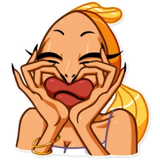 😙 69f7c8e0 卡通, 女人, 面部表情, 情绪, 表情 telegram sticker