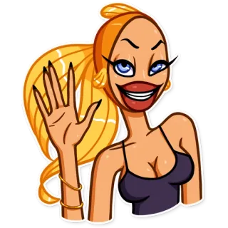 👋 a5b338ce 女人, 卡通, 问候, 金发, 挥手, 微笑 telegram sticker