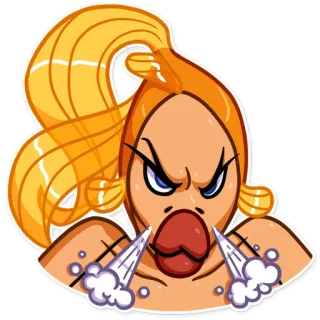 😤 c6bdbc31 卡通, 生气, 女人, 金发, 蒸汽, 角色 telegram sticker