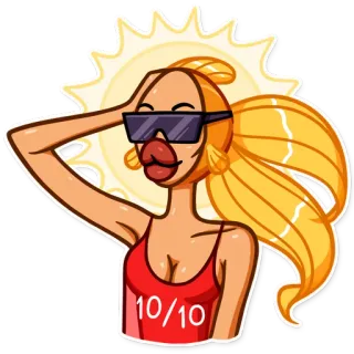 😎 c7210a38 10/10 卡通, 评分, 太阳, 太阳镜, 女人 telegram sticker