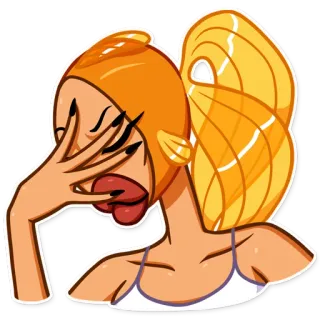 🤦‍♀️ e4a3a611 女人, 捂脸, 金发, 美甲, 口红, 失望, 沮丧, 卡通 telegram sticker